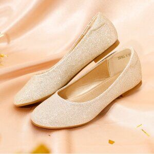 Dream Paris Gold Glitter Flats Girls - Size 2